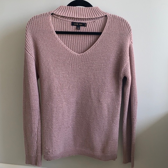 Choker neckline knit sweater - Picture 1 of 9